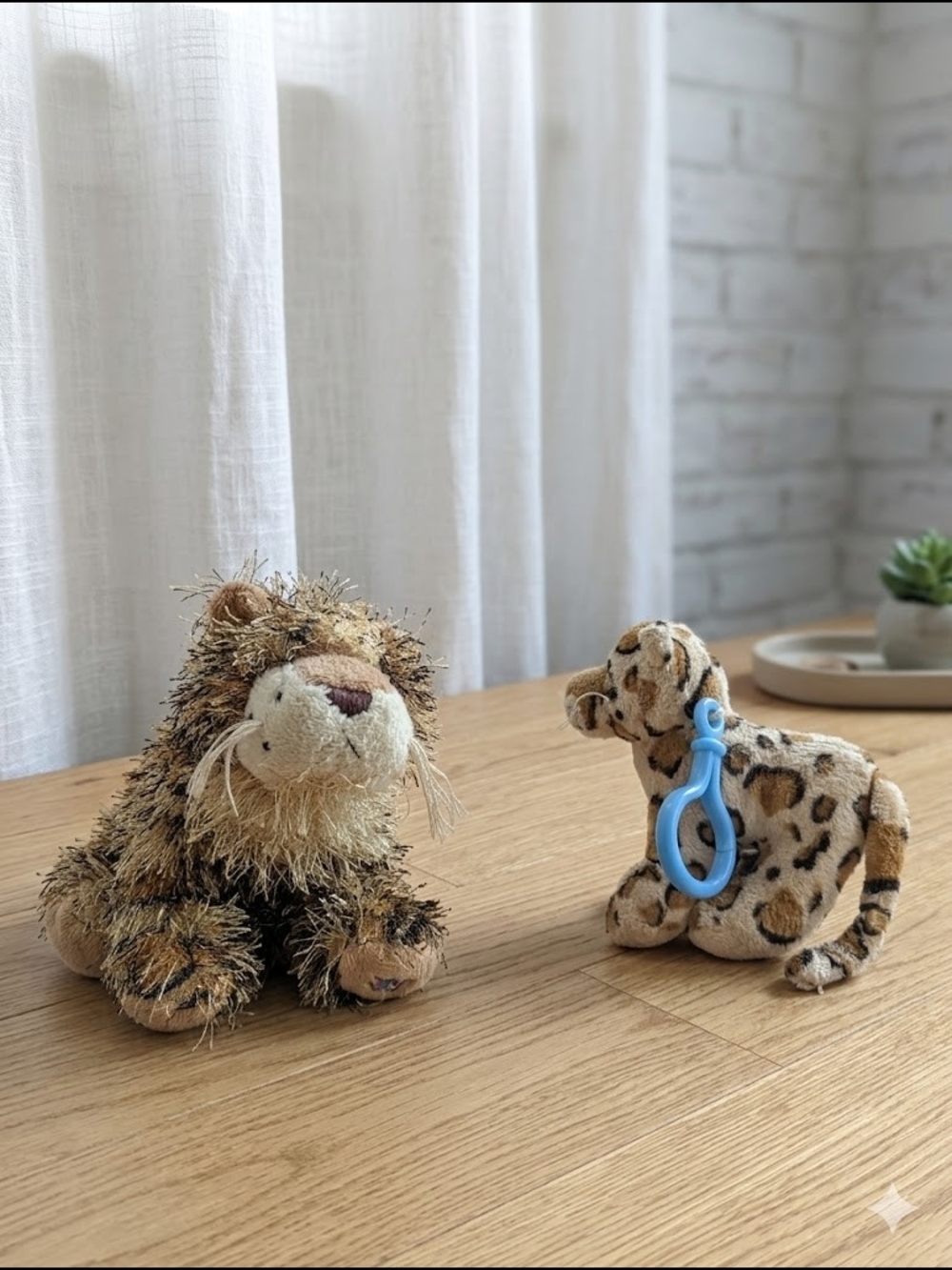 Plush Leopard and Cheetah Toy Pair - Brown and Tan